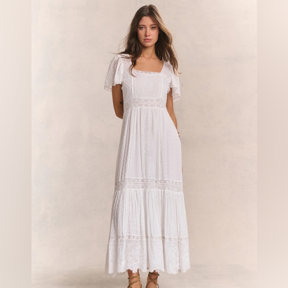 LoveShackFancy White Lace Maxi Dress